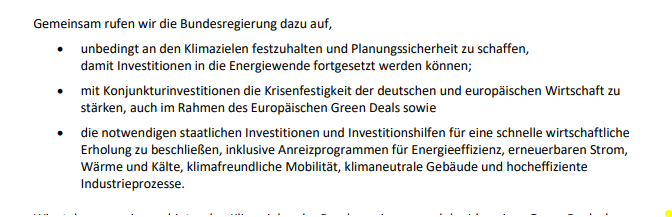Kleiner Reminder zum #Konjunkturpaket <a href="/peteraltmaier/">Peter Altmaier</a> <a href="/SvenjaSchulze68/">Svenja Schulze</a> et al: Bereits im April haben über 190 Organisationen u. Unternehmen ein #Klimakonjunkturpaket gefordert. Denn: Wirtschaftliche Wiederbelebung und #Klimaschutz sind kein Widerspruch! 

deneff.org/inhalte/aktuel…