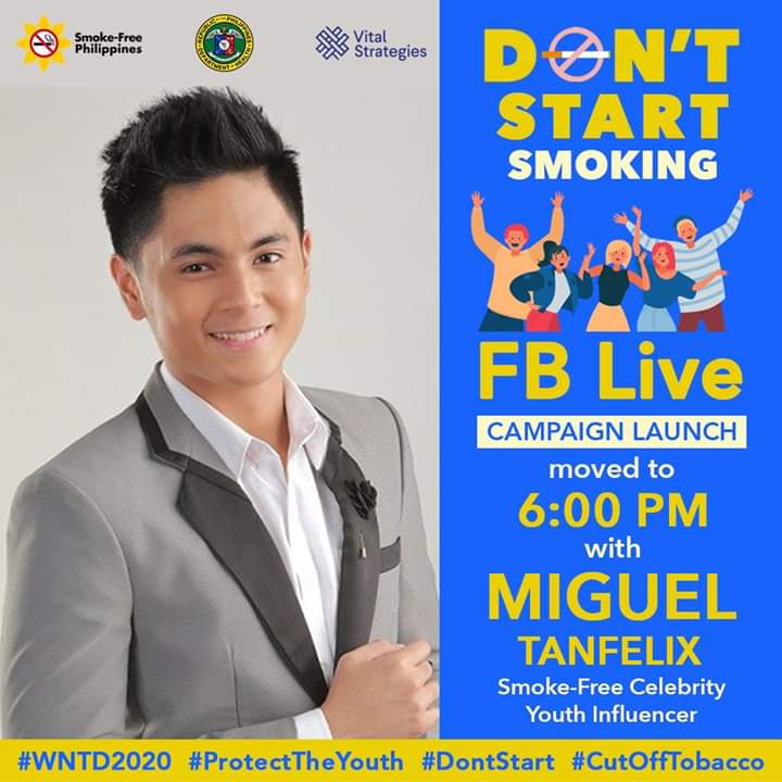 Kapag mahal mo diba hihintayin mo? 💚 

Sabay-sabay tayong mag-count down to 6 PM para sa ating most awaited message via FB Live from @MiguelTanfelix_, one of our Smoke-Free Celebrity Youth Influencers!

#DontStart
#WNTD2020
#ProtectTheYouth
#CutOffTobacco
#SmokeFreePH