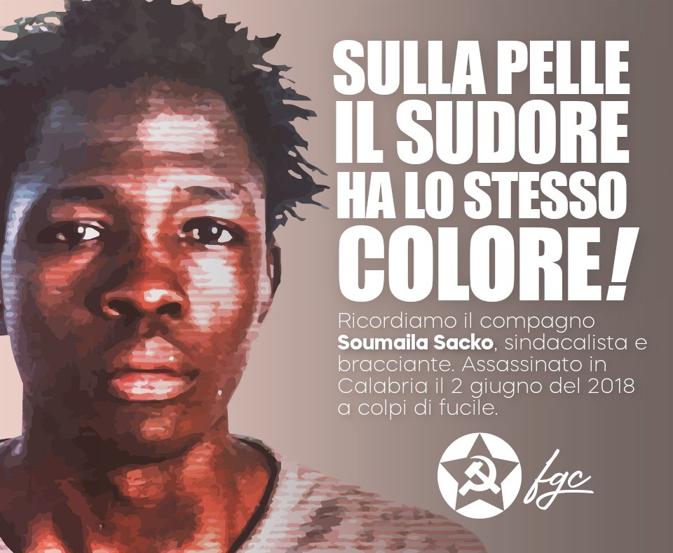 Ucciso a fucilate 2 anni fa, il giorno in cui Salvini urlava “la pacchia è finita”. Cercava lamiere per costruire nuovi rifugi nella tendopoli di San Ferdinando. Loro sono nostri fratelli. I padroni nostri nemici. #2giugno #SoumailaSacko