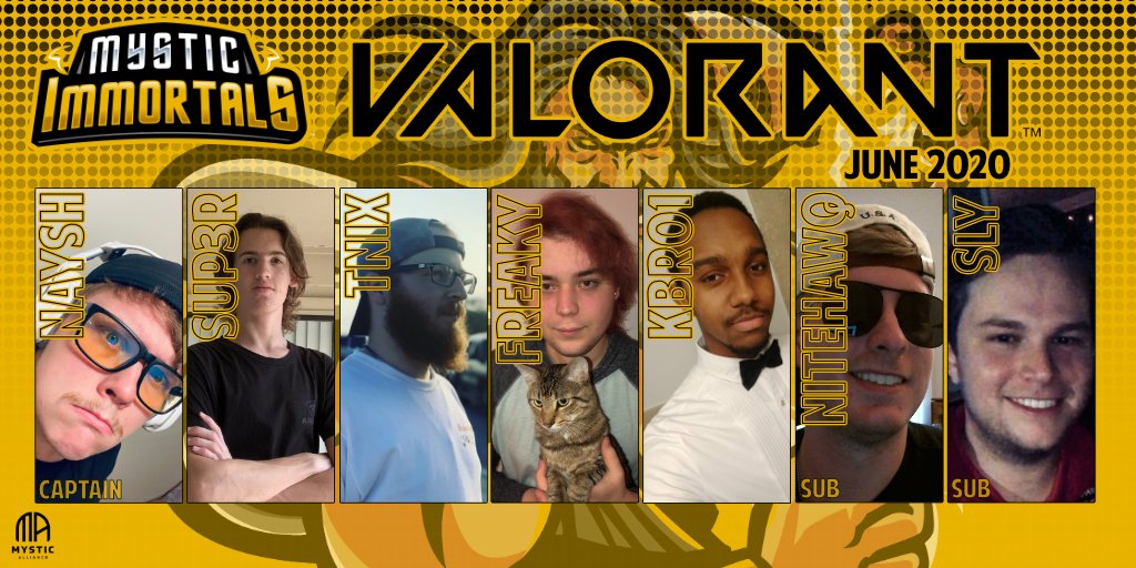 AllianceMystic's tweet image. With @PlayVALORANT's Official Release today The Mystic Alliance is proud to announce it's Official #Valorant Roster! Good luck team! 🏆 #eSports 

@RtMystic @SGH_RTs @FearRTs @EsportsTweeter