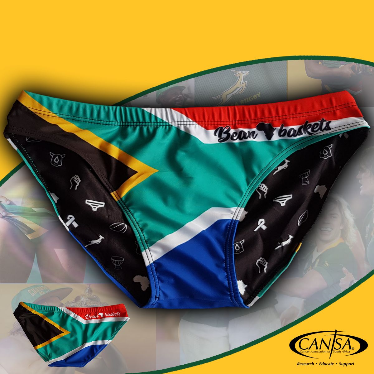 CANSA's tweet photo. #TerrificTuesday! Springbroekie to Benefit CANSA
Bean Baskets donate R50 per pair #FAFChallenge briefs sold, frm 1March2020-2023 Rugby World Cup. #CANSAeducation #testicularcancer
Buy Online
https://t.co/6neDQ0h2Hz โ quote voucher code CANSAAFFILATELI
https://t.co/FMQgkNvzrW https://t.co/XiU8vGpVaj