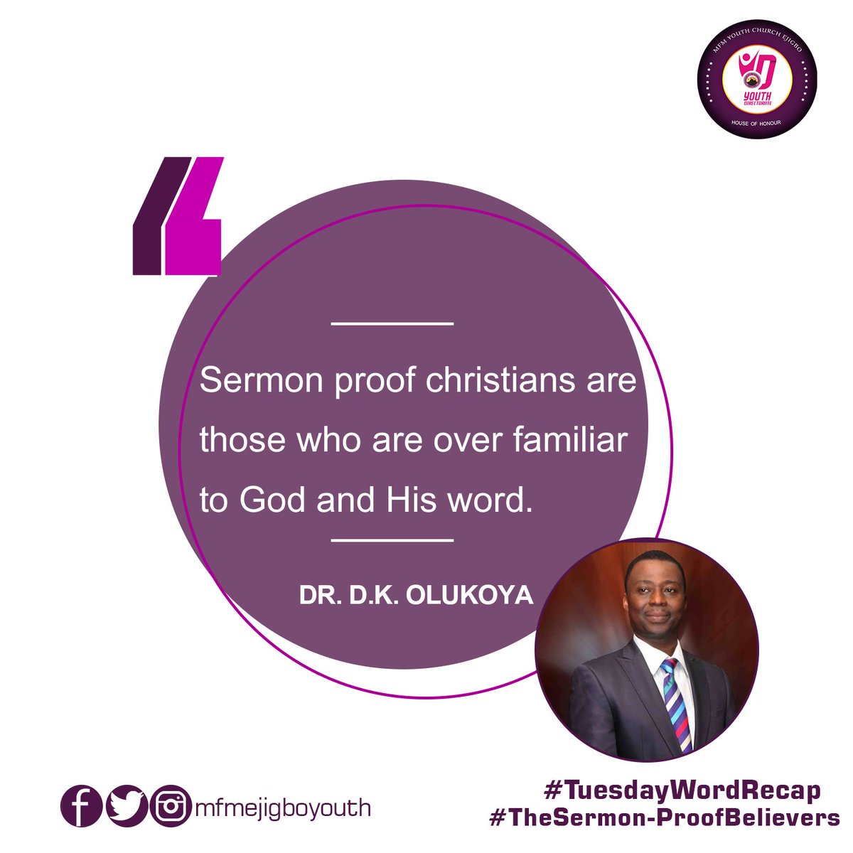 MfmEjigboyouth's tweet photo. Did you miss or like to reflect on the previous Sunday Service with Dr. Dk OLUKOYA?
We got you covered๐ฏ
See Our #WordRecap
and be a part of the service
See | Believe | Increase
#MFM https://t.co/v8O3VJ7mC1