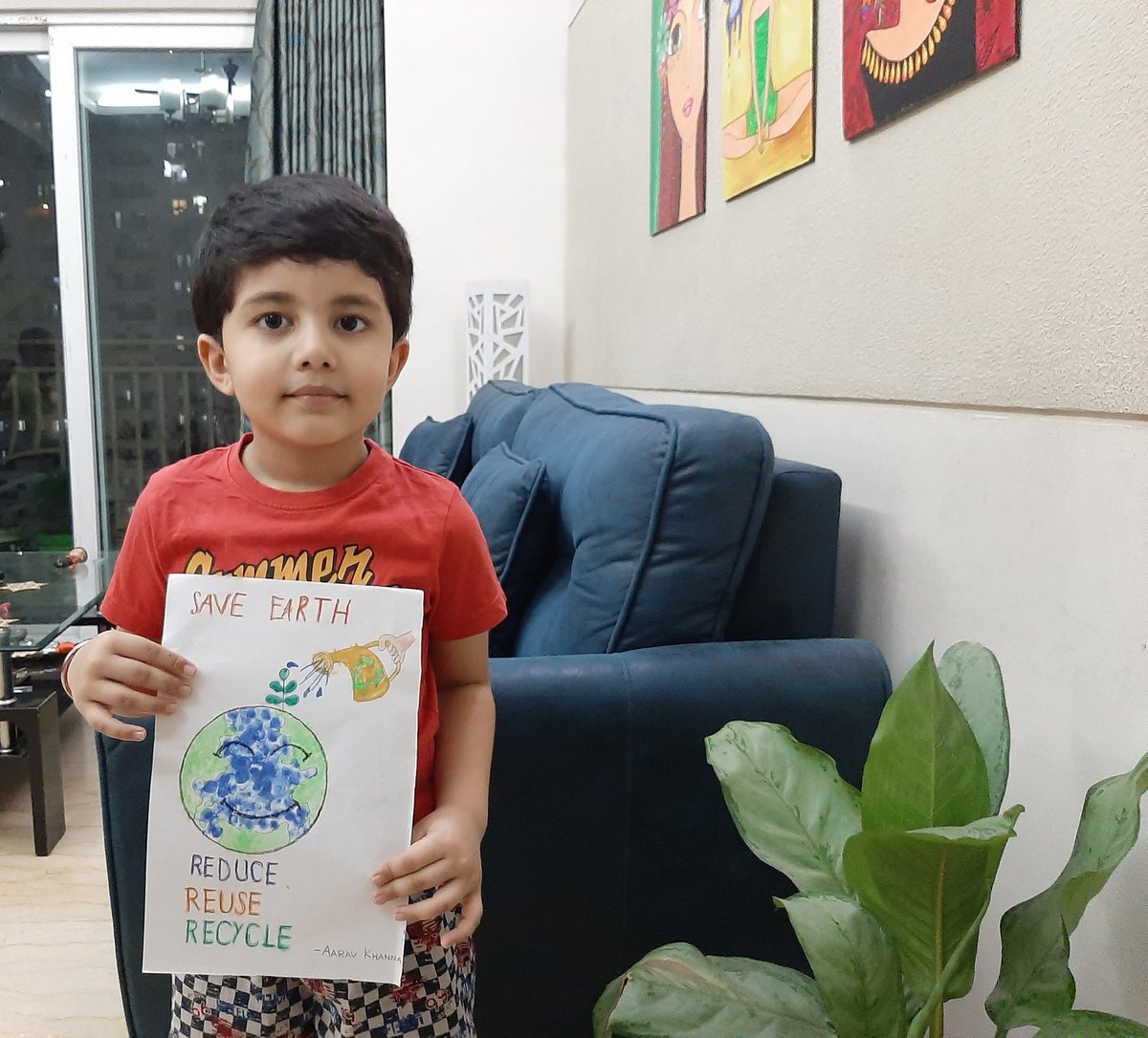 Amrita88Khanna's tweet photo. @18002096006 
#WorldEnvironmentDay2020 
#CreateToChange 
#WithYouHamesha 
#SaveEarth 
By Aarav Khanna.. https://t.co/qCFVE52DMf