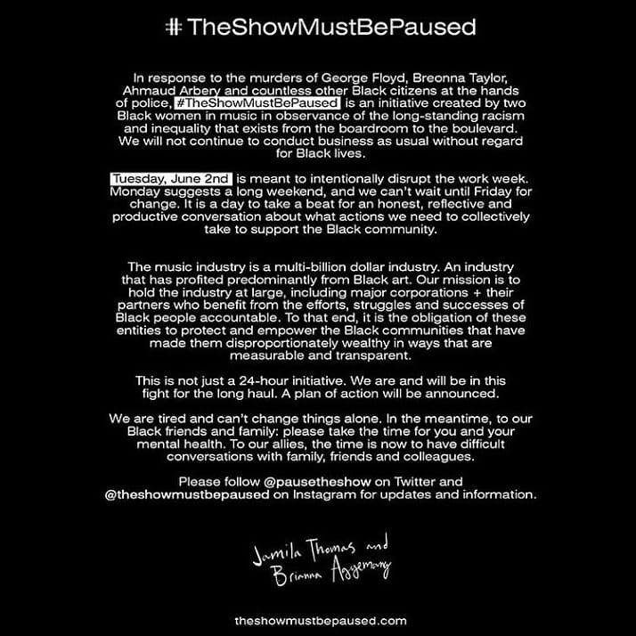 #TheShowMustBePaused