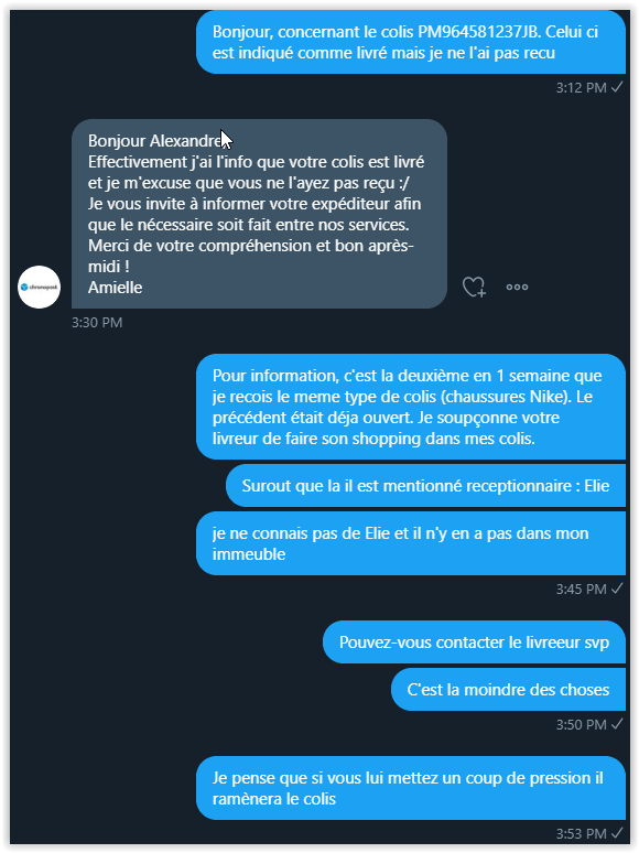 alextouss's tweet photo. @Chronopost @WithingsFR @TropheesPmeRMC @chronopost ne répond pas https://t.co/T0iG6ce22B