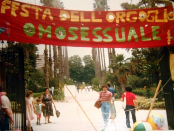 La prima manifestazione pubblica organizzata dalla neo-nata Arcigay fu la Festa nazionale gay a Palermo, nel 1981. La festa fu sostenuta dal PCI (che contribuì con un milione di lire), dal PSI e dalla camera del lavoro locale.