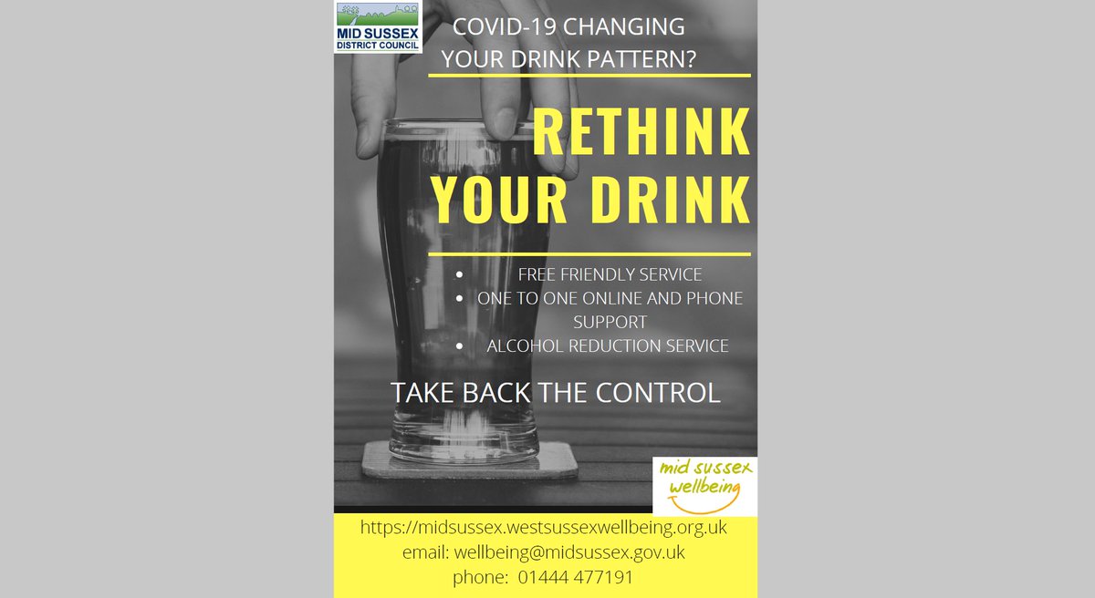 MSDCwellbeing's tweet image. It’s time to take back some control with the friendly alcohol reduction service. One to one support over the phone, email or skype with a supportive Wellbeing Advisor at a time to suit you. Refer yourself today!
midsussex.westsussexwellbeing.org.uk/topics/alcohol…
#alcohol #alcoholreduction