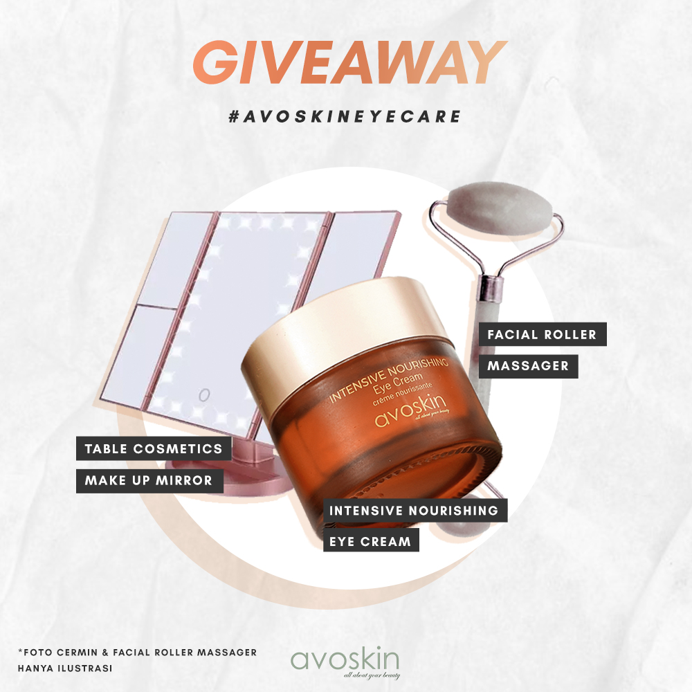 1. Follow Twitter &amp; Subs Youtube Avoskin
2. Reply Tweet ini dengan alasan knp km pengen coba  atau cerita pengalaman kamu pakai Avoskin Intensive Nourishing Eye Cream !
3. Love &amp; RT tweet ini &amp; tag 3 temen kamu
4. Beri hashtag #AvoskinEyeCare

2 orang beruntung akan mendapatkan: