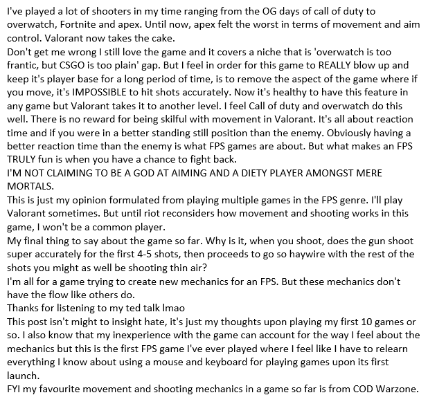 ItsLarry_YT's tweet photo. @PlayVALORANT #VALORANTlaunch My Opinion on the games mechanics... https://t.co/Auju6j7P6N
