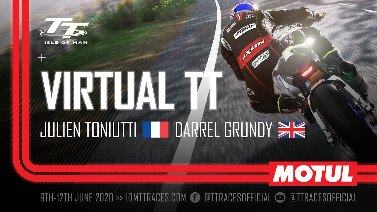 <a href="/motul/">Motul</a> <a href="/JCowardRacing/">Jamie Coward</a> <a href="/Renbrooks/">Rennie Scaysbrook</a> <a href="/Torras49/">Raül Torras</a> @DaveyTodd742 The fifth team for the Virtual TT powered by <a href="/motul/">Motul</a> features <a href="/julien_toniutti/">Julien Toniutti</a> - the fastest ever French TT rider - alongside gamer and vlogger Darrel Grundy!

#LoveTT | #TTLockIn | #PoweredByMotul | #EmpowerYourRide