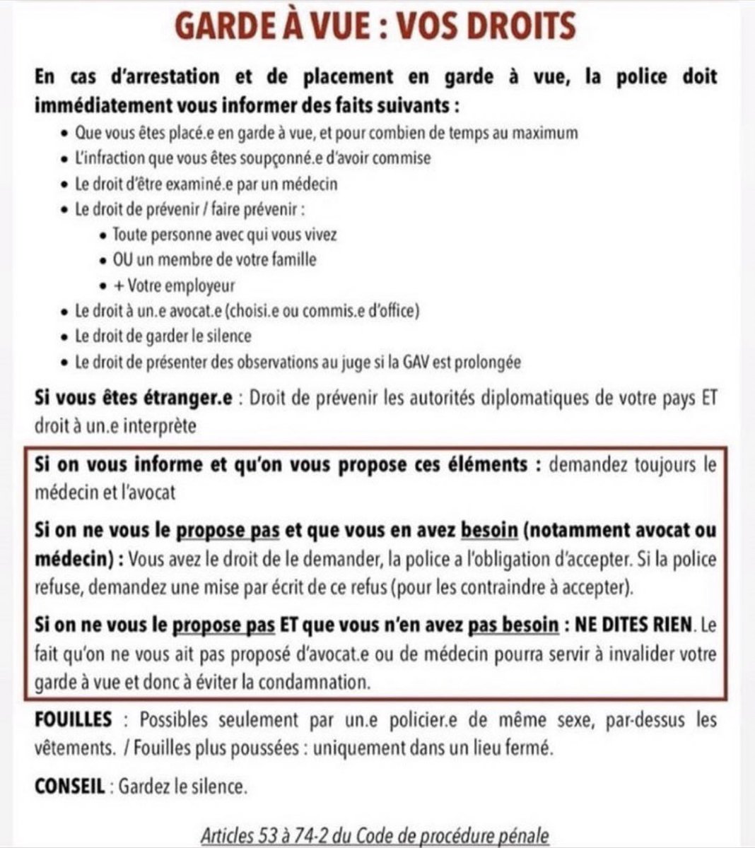 slutty_em0's tweet image. infos au cas où ce soir certains se retrouverais en GAV !! prenez soin de vous et faites attentions