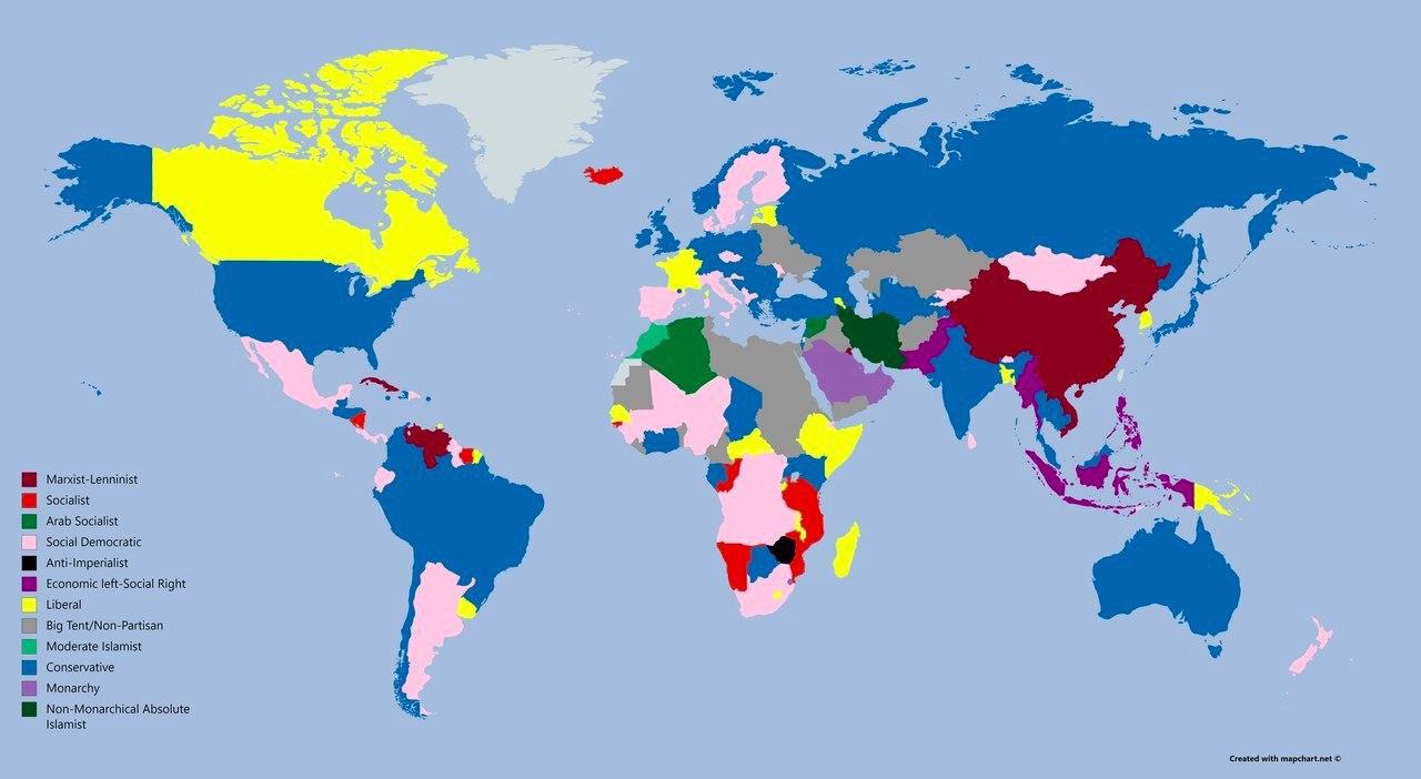 Политические идеологии на карте мира