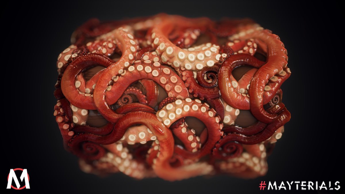 KallyMihova's tweet photo. I've been working on this for a *couple* of days now 
Followed @DigitalLevelup Eric Wiley's tut on Advanced Shapes and OHBOY DID I ADVANCE

'nyways checkout some tentacles 🐙
#Mayterials #SubstanceDesigner #gameart #gamedev https://t.co/10Rh1eQaRX