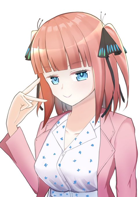 霜月けいさんがTwitterに投稿した中野二乃(五等分の花嫁)のイラスト。