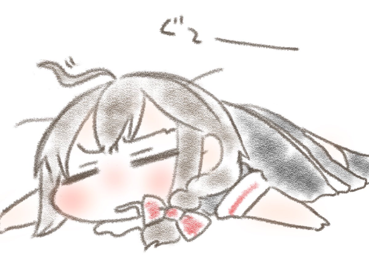 shigure (kancolle) 1girl solo braid ahoge lying on stomach closed eyes  illustration images