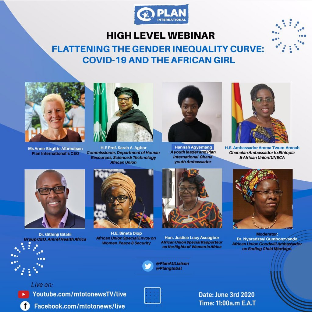 ProfSarahAgbor's tweet image. Please Join us tomorrow as we discuss "FLATTENING THE GENDER INEQUALITY CURVE" with  Excellences &amp;amp; esteemed panelists,  @AUBinetaDiop @ammatwum; @vanyaradzayi @vanyaradzayi @daktaril @ABAlbrectsen.Together with @PlanAULiaison #flatteningthegendercurve, @_AfricanUnion @_Africa24
