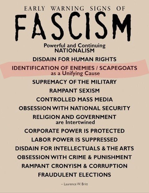 Trump hit a lot of the signs of encroaching Fascism this week, but particularly this one  #AmericasGotFascists #FascistTrump  https://mobile.twitter.com/localnotail/status/1212754177165840385