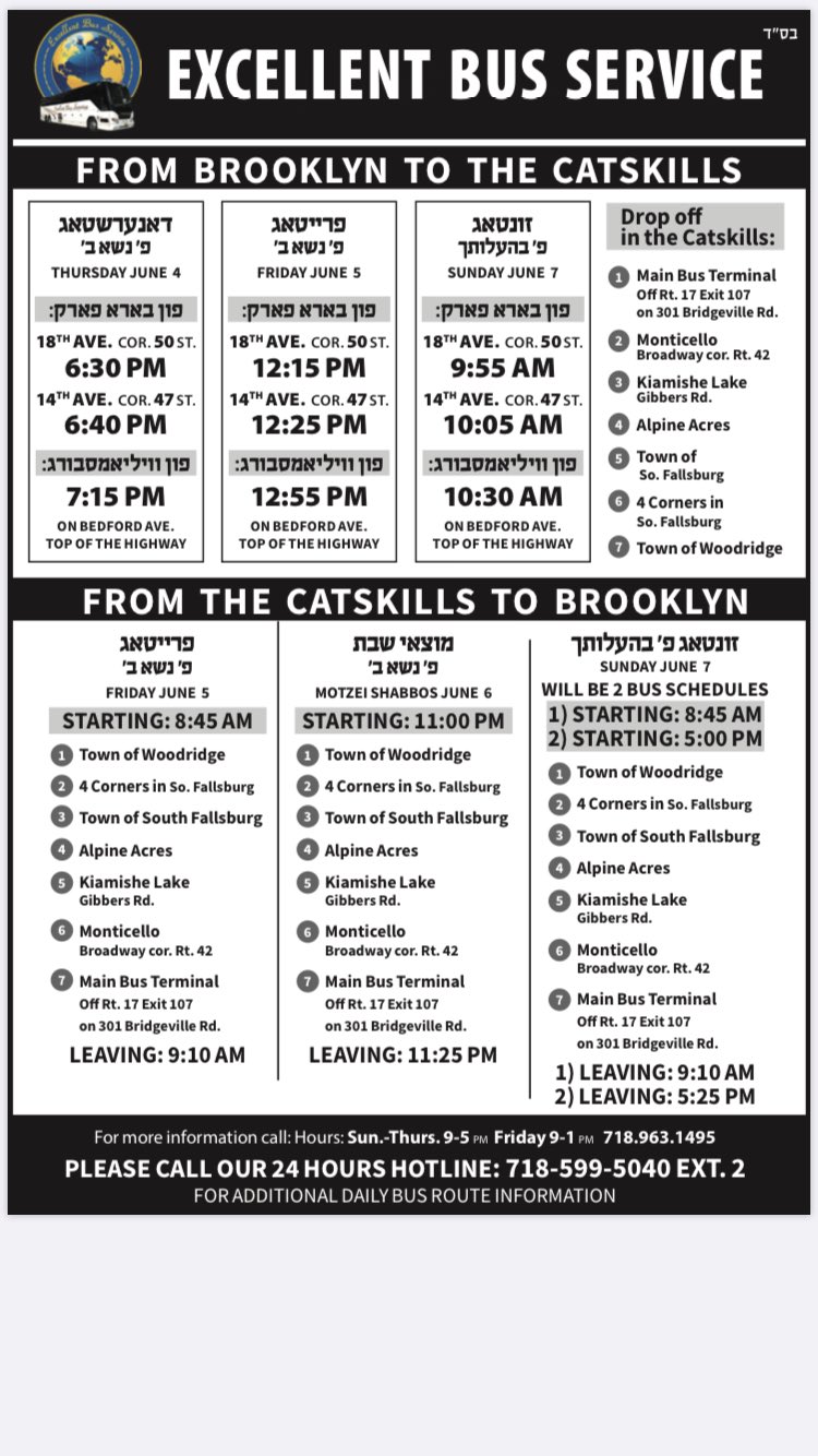 Excellent Bus Service on Twitter "Catskills update schedule staysafe