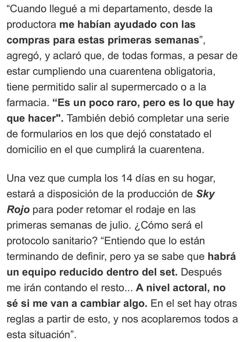 LaliEspositoFCE's tweet photo. Como era obvio por cuestiones sanitarias, Lali cumplirá 14 días de cuarentena antes de retomar en Julio el rodaje de #SkyRojo🔴 

Tiene permitido ir al supermercado o a la farmacia, aunque la productora se encargó de hacerle unas compras para estas primeras semanas. https://t.co/j3RrpOF3Ev