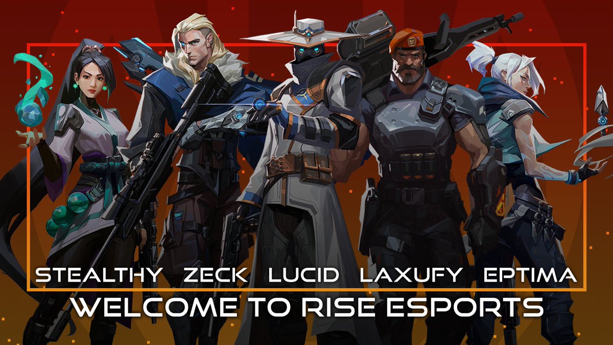 RISE: #VALORANT 

@StealthyNP 
@zecK_CSGO 
<a href="/Its_Lucid_/">Its_luc1d</a> 
<a href="/Laxufyy/">Frank</a> 
<a href="/eptimaa/">jake</a>