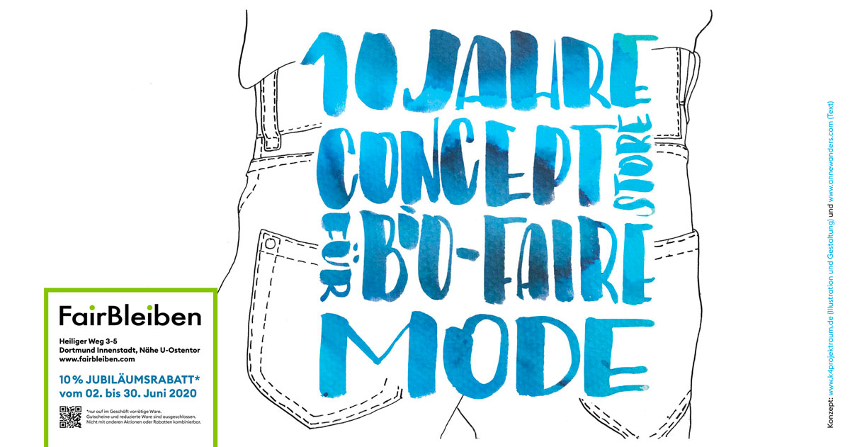 DANKE! Für 10 tolle Jahre in #Dortmund, für die Treue und Unterstützung. 
10 % Rabatt* vom 02. bis 30.6.2020 fairbleiben.com
#Bio #Fairtrade  #doÜberrascht #Ruhrgebiet #Ruhrpott #Fairfashion
