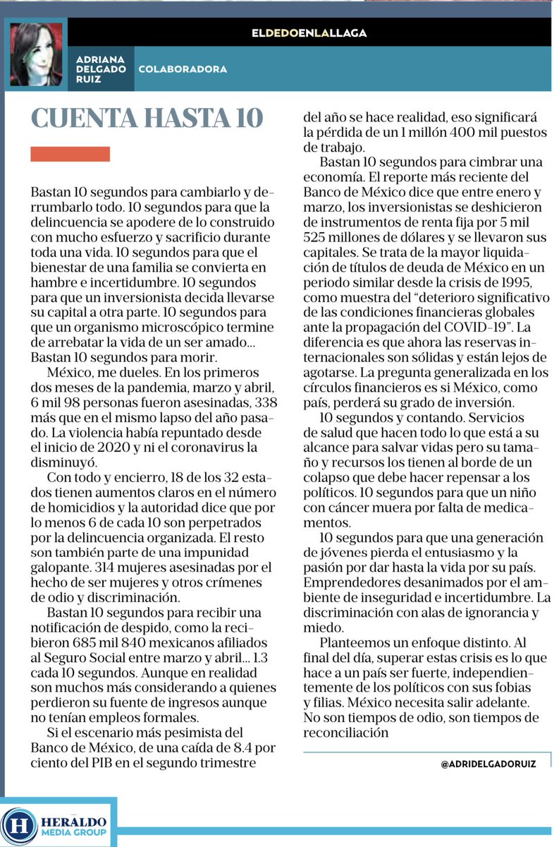 “Bastan diez segundos para recibir una notificación de despido, como la recibieron 685 mil 840 mexicanos afiliados al Seguro Social entre marzo “y abril”. <a href="/SEGOB_mx/">Gobernación</a> #Covid19_mx #ViolenciaMachista <a href="/Tu_IMSS/">IMSS </a> #Salario #Mujeres <a href="/heraldodemexico/">El Heraldo de México</a>