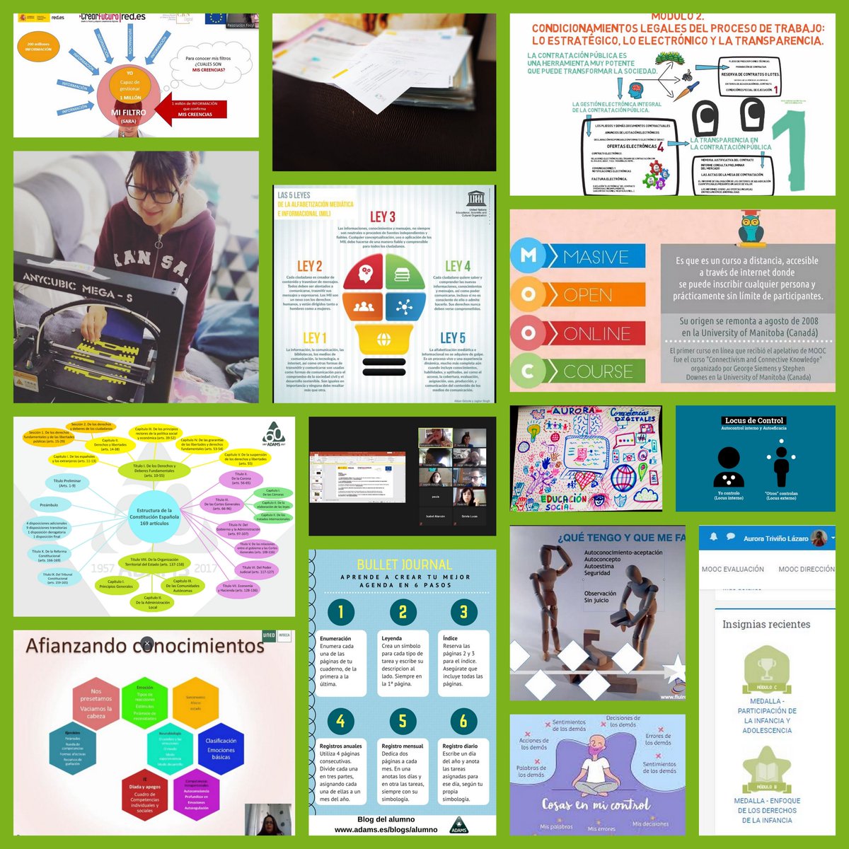 He comprobado la cantidad de nuevos aprendizajes obtenidos durante el confinamiento, en tres ámbitos:
- Leyes para oposiciones.
- Competencias personales y sociales.
- Competencias Digitales.
 Ampliando mi PLE ( Entorno Personal de Aprendizaje)....😏 para algo servirá. 🥳🥳