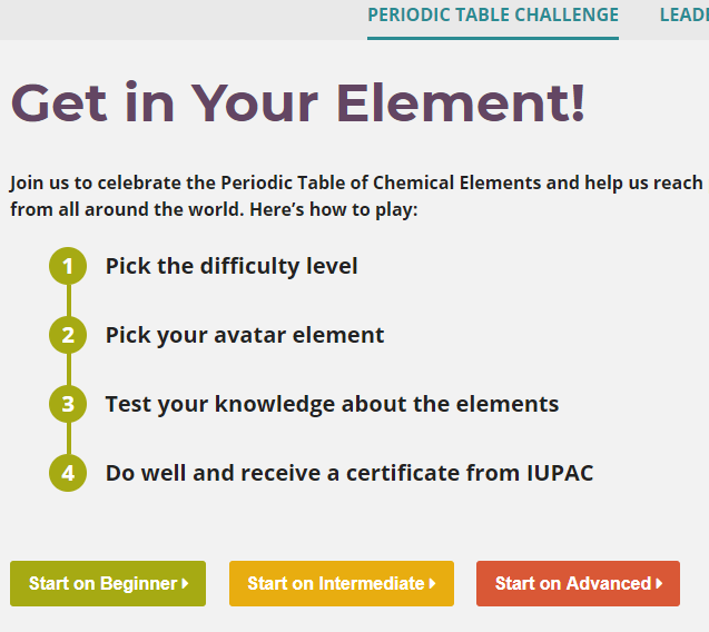 IUPAC's tweet photo. The NEW Periodic Table Challenge has begun! Check it out here: https://t.co/fvxiJj4rWM @IUPAC #PeriodicTableChallenge https://t.co/ujQJyKDjOl