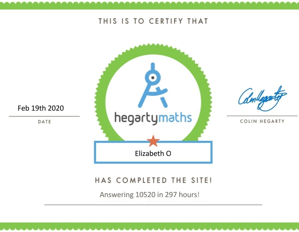 SCDMaths's tweet image. Congratulations to Elizabeth O @SCDSchool who has completed all 925 @hegartymaths tasks to 100% in 297 hours of learning. An outstanding performance well done.