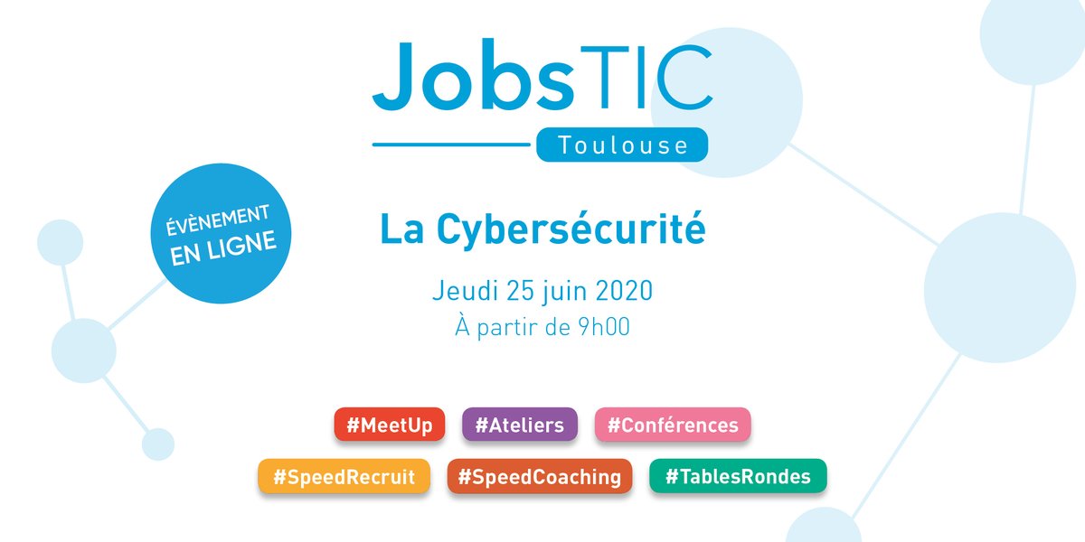 RT <a href="/Ecole_Numerique/">La Grande École du Numérique</a>: #SAVETHEDATE 📝
#JobsTIC, le rdv du recrutement et de la formation du secteur desTIC organisé par @LaMeleeLive fait son grand retour ! Focus sur la #cybersécurité !
📍 100 % en ligne, 25/06/2020
Inscriptions : jobstic.com