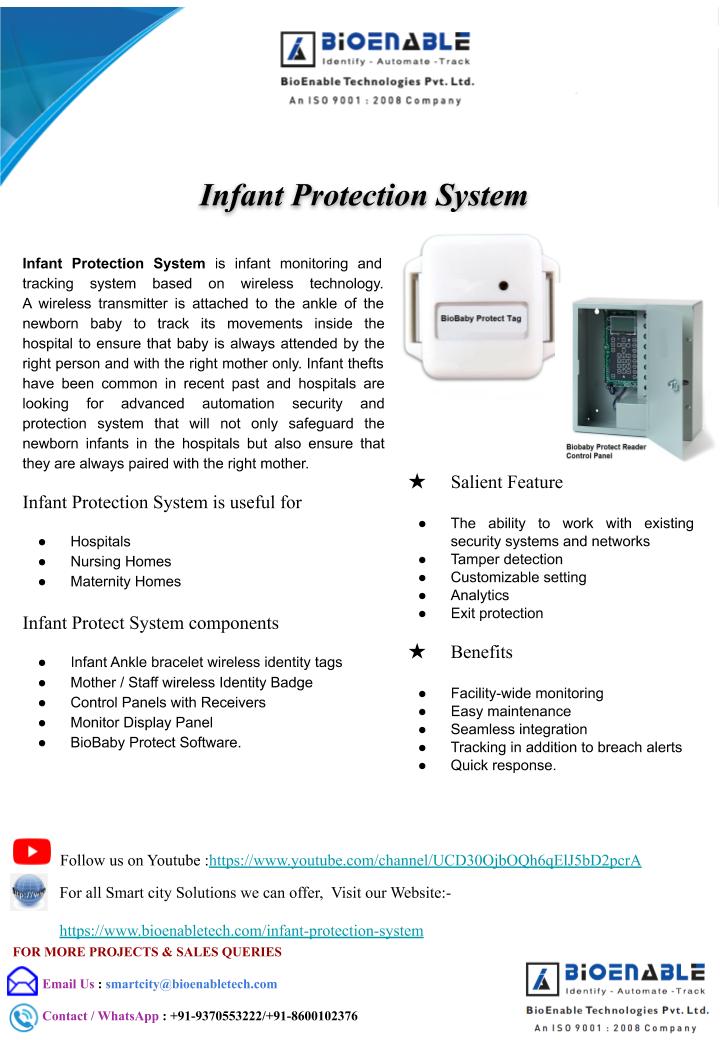 smartcity_W's tweet image. #BioEnableTech  offers proven protection against infant abduction / theft for new born child which is better as per  security concerns.
#BioBabyFootPrint #TamperproofAnkleTags 
#InfantSecuritySystem

Visit us:rfid.bioenabletech.com/biobaby-infant…