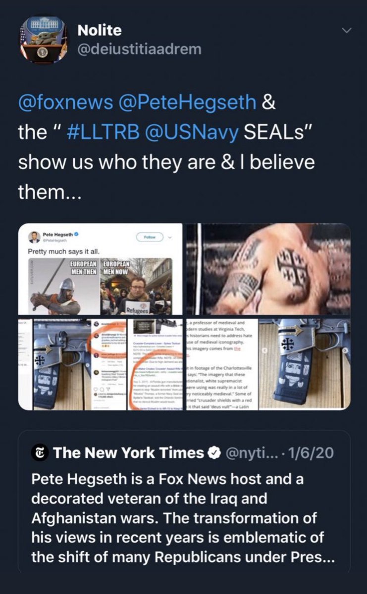 deiustitiaadrem's tweet photo. @JonasPeteJustin @taygang98 He is a @USNavy @us_navyseals @USSOCOM @DeptofDefense ?
What’s his name?
(Virginia) Three percenters, white nationalist or militia?
Does he belong to #LLTRB?
Does he know Eddie Gallagher & Bernie Kerik? Donnie Trump Jr? Rudy Giuliani? Pete Hegseth? Lev Parnas? Marcus Luttrell? https://t.co/Oo50ANIrRB