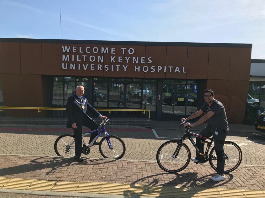After a long night shift at MK Hospital, Dr. Suhel Chagani was eager to go home only to find that his bicycle had been stolen from the hospital. The close association with #bucksfreemasons &amp; MK Hospital resulted in #bucksfreemasons donating a replacement for the stolen bicycle.