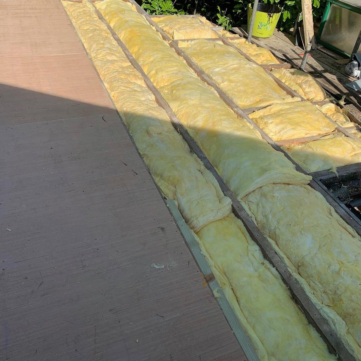 back to work after lockdown flat roof using single-ply membrane and foam insulation...