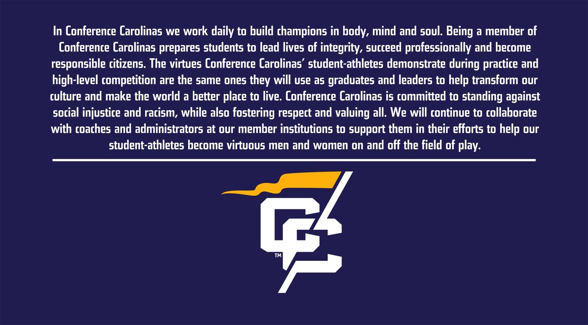 In Conference Carolinas we work daily to build champions in body, mind and soul. Conference Carolinas is committed to standing against social injustice and racism, while also fostering respect and valuing all. 
#BodyMindSoul
