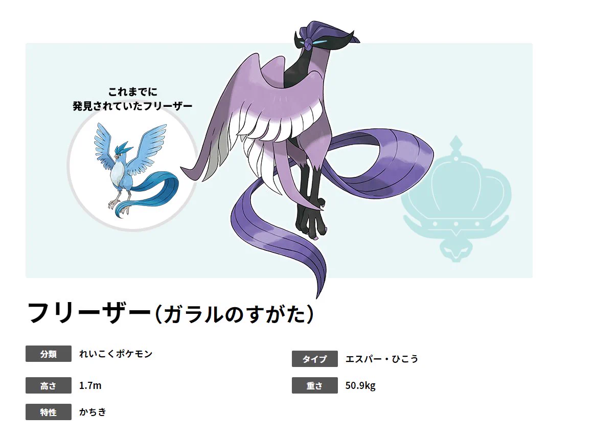 ポケモン、カントー地方で登場した伝説のポケモン3匹のガラルの姿がカッコいい！