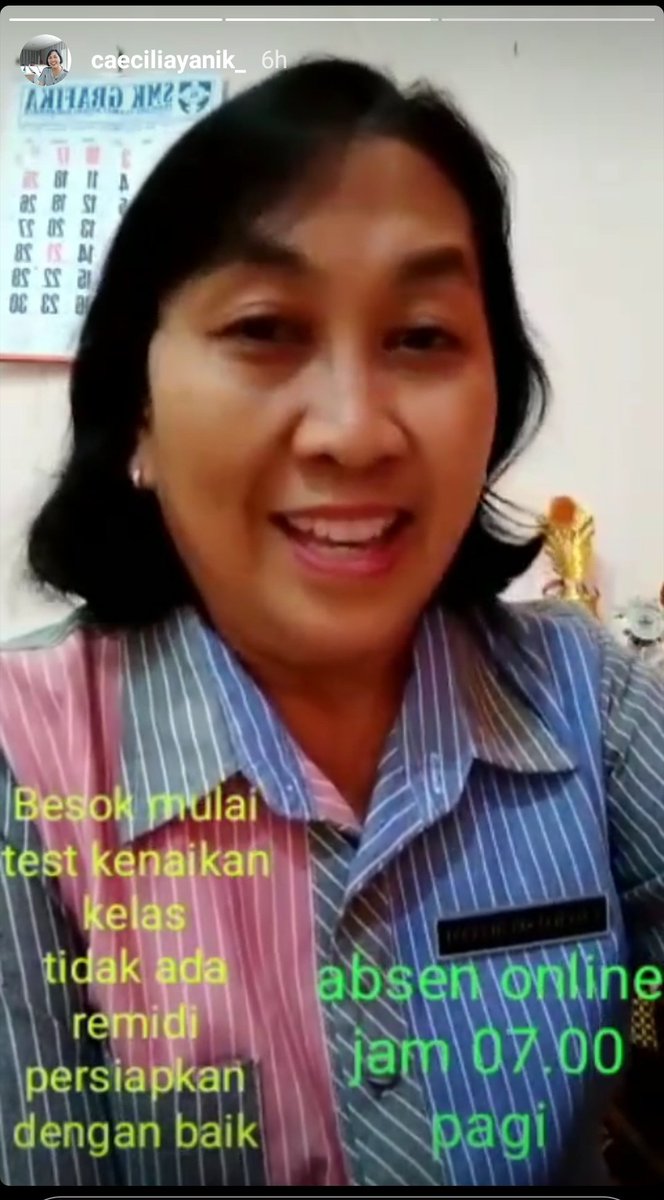 C. Sri Mulyani, Guru SMK, 54th, ngumumin tes kenaikan kelas ke murid2nya pakai IG Story! 😂 LUIH GAUL SEKO AKU
