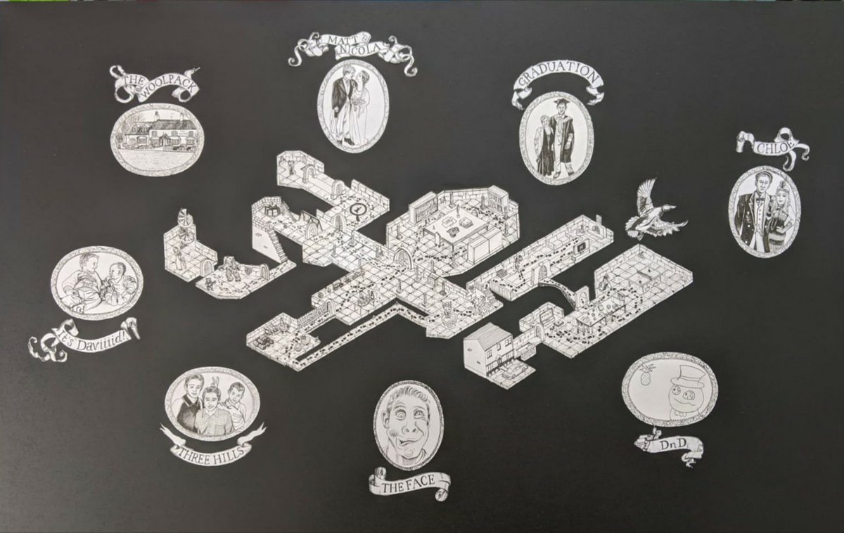 lisa_illustrate's tweet image. Finished #dungeonsanddragons #isometricmap #timeline #30thbirthday with hidden themes and personal memories represented in miniature portraits
#illustrator #illustration #commission #design #bespoke #HarryPotter #PeakyBlinders #lordoftherings #familyguy #sport #car #handdrawn