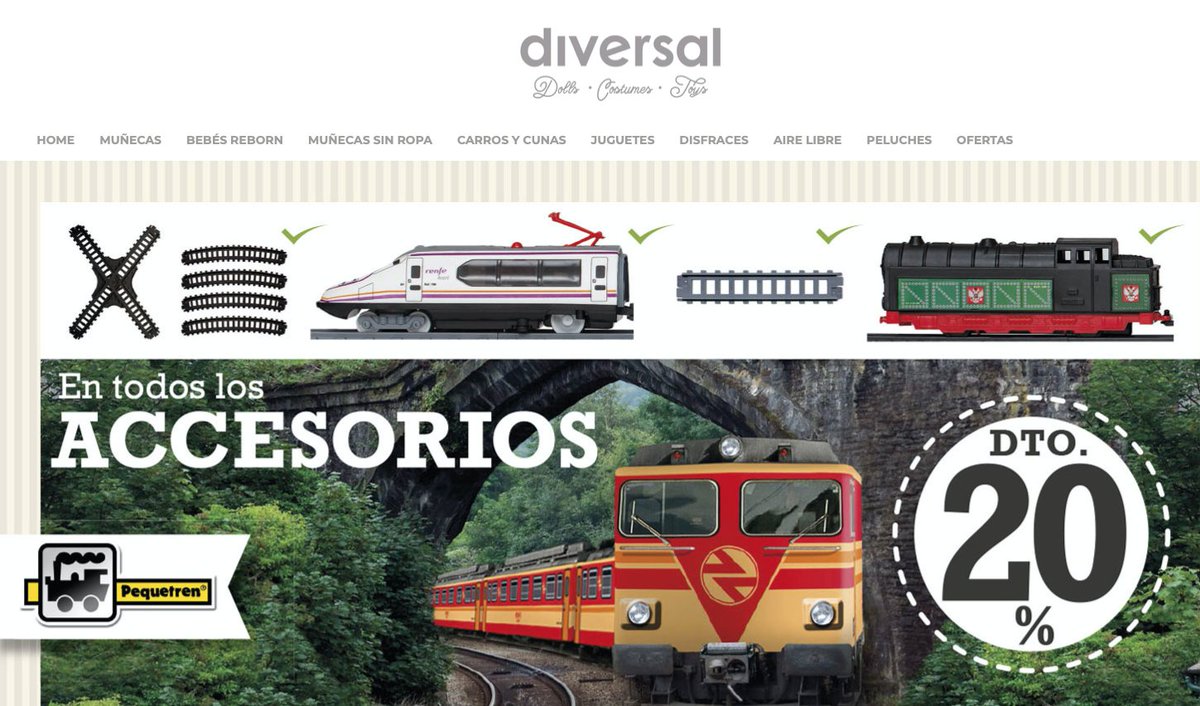 Pequetren's tweet photo. DIVERSAL es una tienda online situada en el valle del Juguete.

Aman el mundo de la muñeca, los juguetes, los disfraces, los trenes y todo lo relacionado con facilitar una infancia feliz a nuestros hijos. 

https://t.co/N07utcbA6C

#Diversal #Pequetren #WhiteDreams #Juguetes https://t.co/4IbsPs8PYc