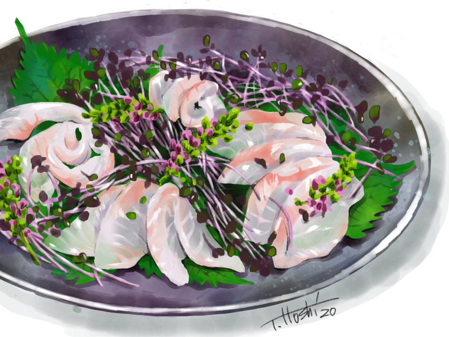 鯛之助tainosuke 魚イラスト 料理イラスト 魚料理イラスト キジハタというお魚とそのお刺身のイラストを描いてみました もがいて描いてる作画風景はyoutubeでご覧ください T Co Pu115a03wq T Co 8uexfn31hj Twitter