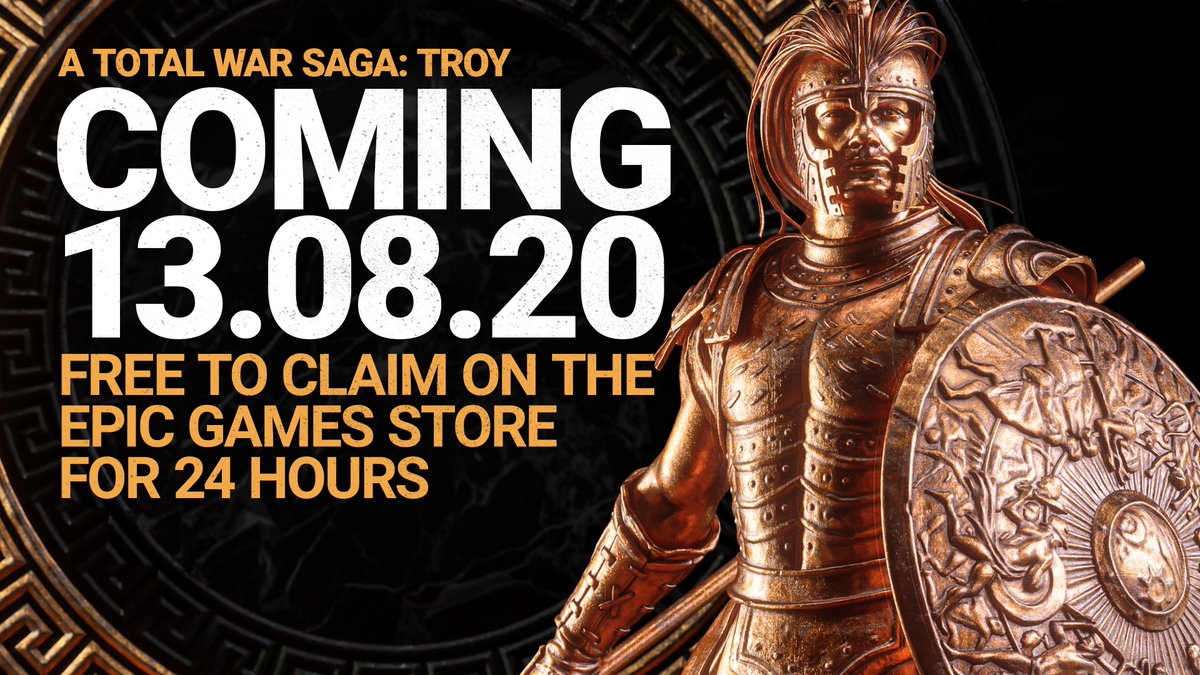 totalwar's tweet image. A Total War Saga: TROY will be released on the Epic Games Store on 13 August 2020 - and will be free to keep if claimed within the first 24 hours of release: epicgames.com/store/product/…

Check out the trailer here: youtu.be/4ZR3DGFwehw