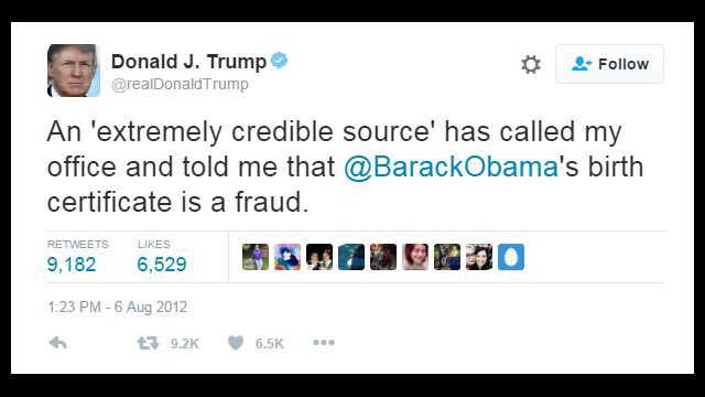 5. In 2011, Trump began his years-long quest to mainstream the racist lie that Obama, the nation’s first black president, wasn’t a real American who was secretly born in Kenya despite evidence to the contrary. In the process, he emerged as a major figure in the Republican Party.