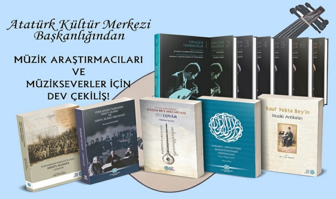 📣🎶🎼MÜZİK ARAŞTIRMACILARI VE MÜZİKSEVERLER İÇİN BAŞKANLIĞIMIZDAN DEV #ÇEKİLİŞ ❗

Görselde yer alan 5️⃣ kitap ve 1️⃣ seti 5️⃣ takipçimize hediye ediyoruz.

🔷️TAKİP et
🔷️Gönderiyi RT yap ve beğen 
🔷️En az 1 arkadaşını etiketle

⏳Sonuçlar 15 Haziran saat 21.00’de❗