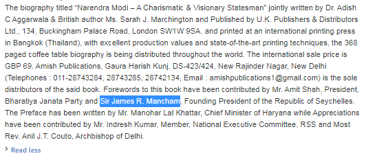 I wish I hadn't started this enquiry. It just gets murkier and muddier. Remember the earlier biography of Mr Modi written by Adish C Aggarwala? This one? It was published, according to the  http://Amazon.in  page by UK Publishers and Distributors Ltd.