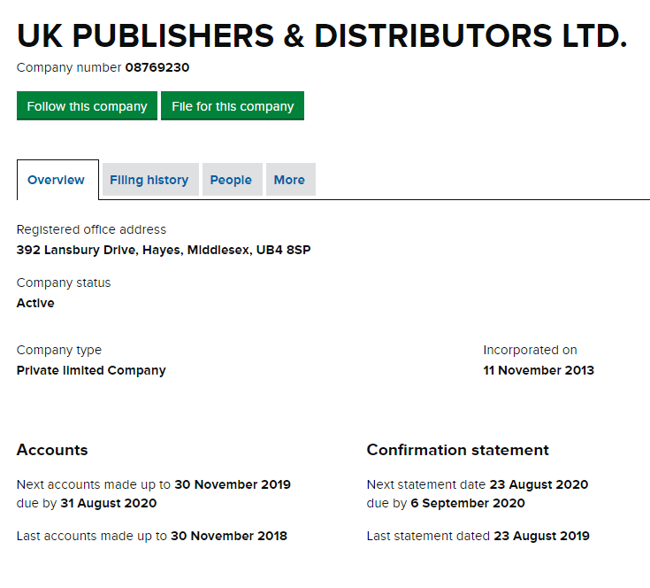 The address listed for the publisher was the same 134 Buckingham Palace Road that is the address for Mr Aggarwala's company International Council of Jurists. But it turns out that there is indeed a company known as UK Publishers and Distributors with a different address. see pic