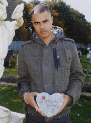 How Mark Duggan was portrayed by the media. The cropped image was use to show him as a thug and a criminal. He was holding a memorial of his late daughter.