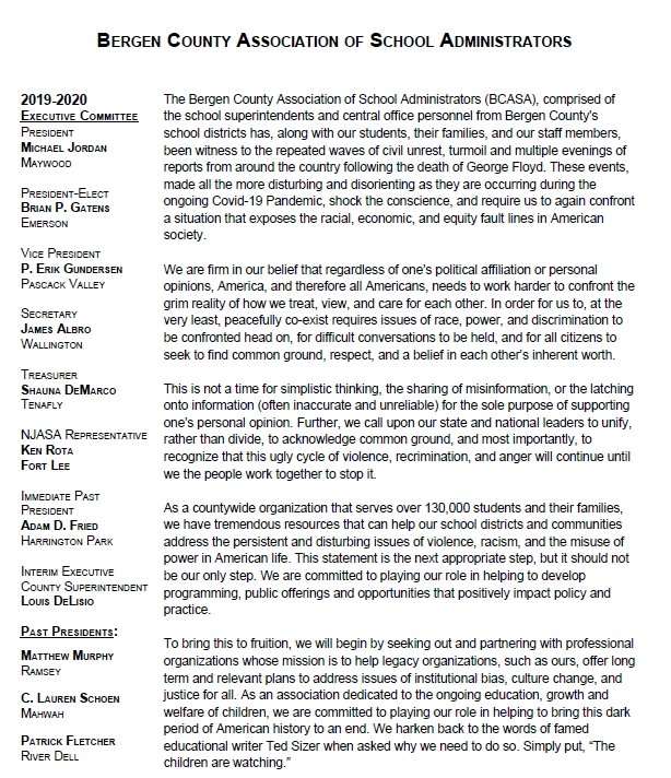 The Cresskill School District stands alongside all Bergen County School Districts in love and unity for all students and families. 

Proud to be a member of the <a href="/BergenCountyASA/">Bergen County ASA</a> and taking a stand against hate, injustice, and racism.