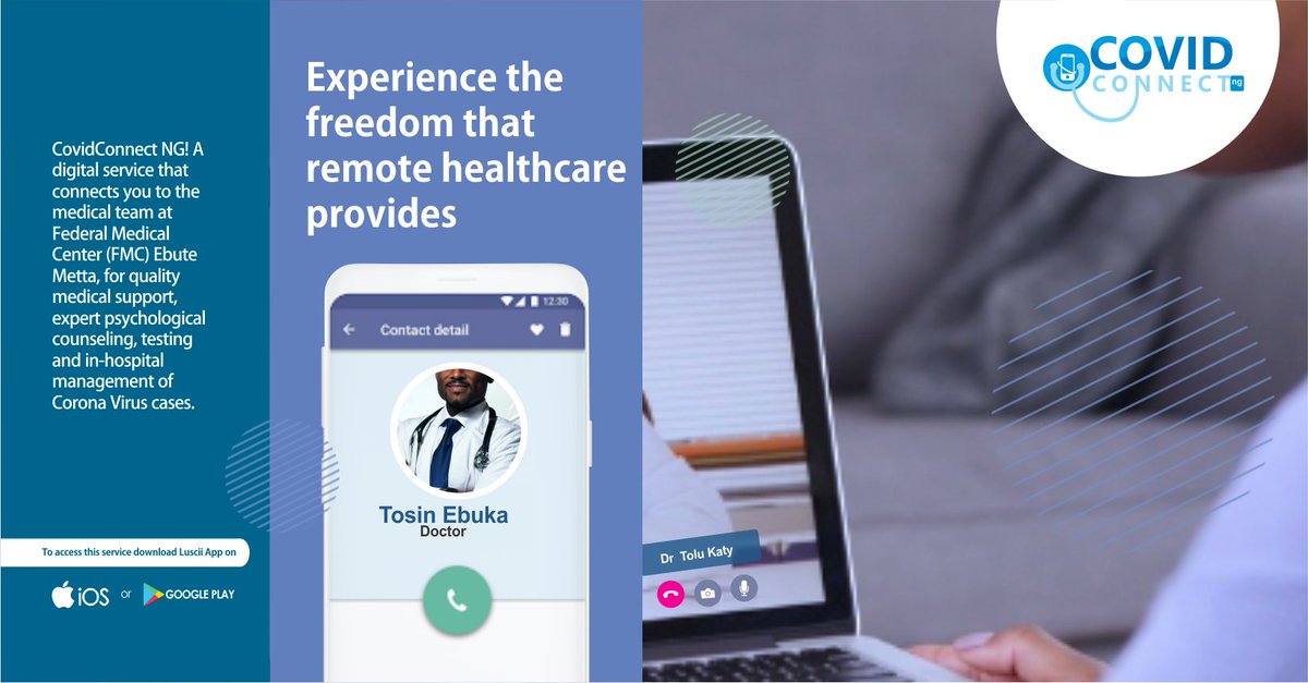 CovidConnect Ng is a digital service that connects you to the medical team at <a href="/fmceblagos/">FMC EBUTE METTA LAGOS</a> for quality medical support, expert psychological counseling, testing and in-hospital management of #COVID19 cases.  We have news for you tomorrow. Anticipate...