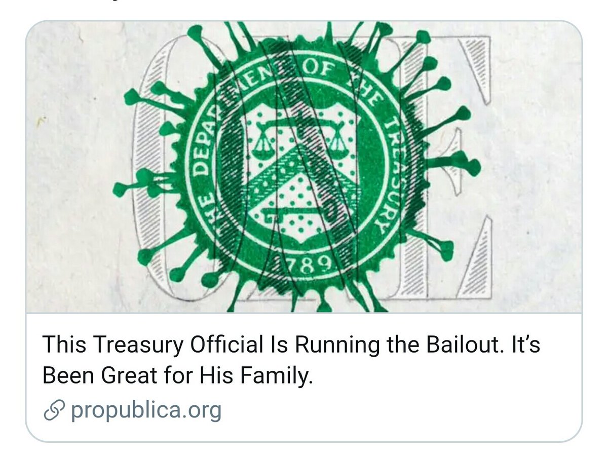 CernovichE's tweet photo. This Treasury Official Is Running the Bailout. It’s Been Great for His Family. https://t.co/esNcLb7tJQ