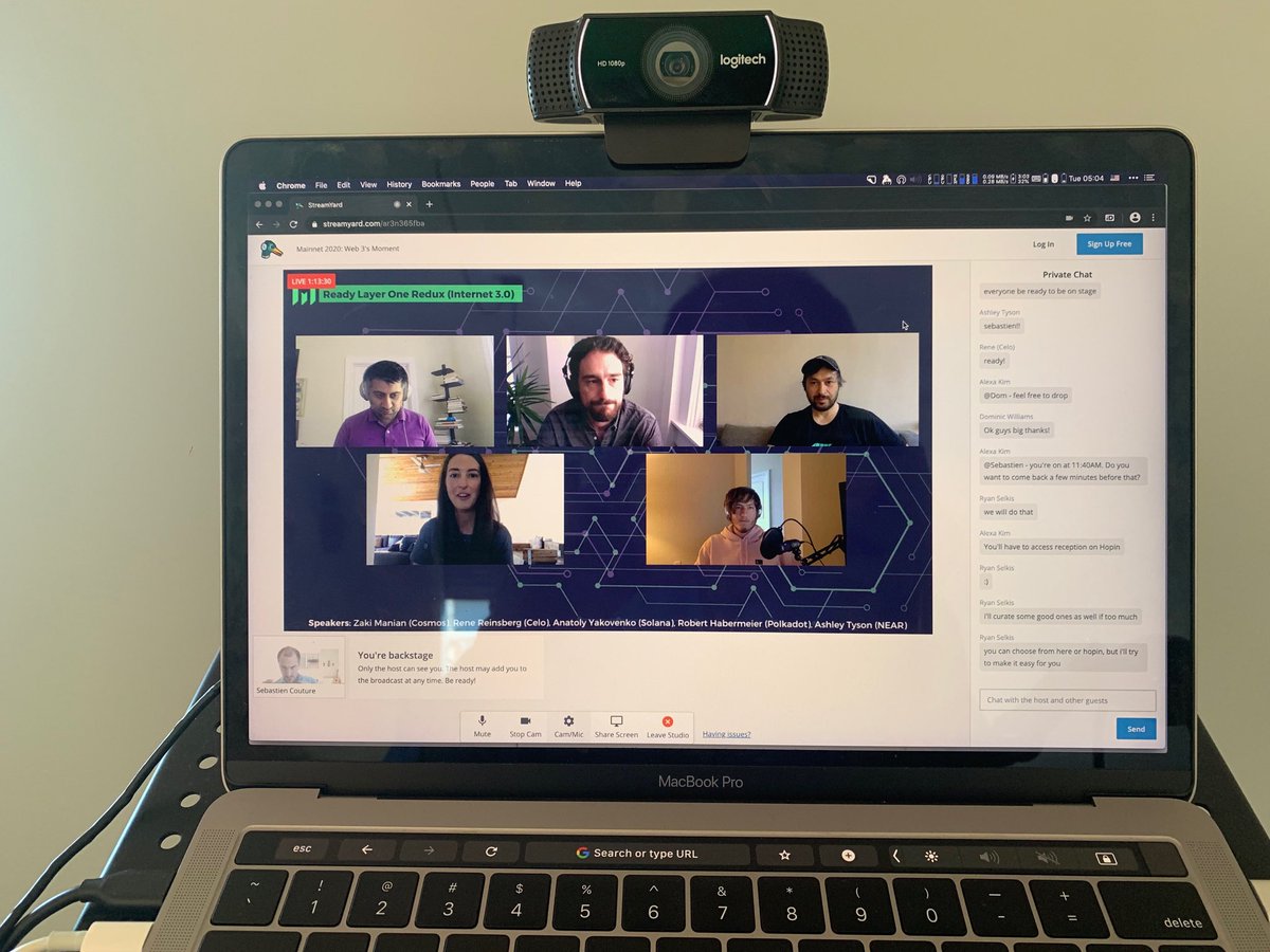 seb3point0's tweet image. This is next level production value. It’s amazing how quickly we’ve arrived at professional grade conferences in the cloud. The tools are obviously mature and #Mainnet2020 is setting a high bar.